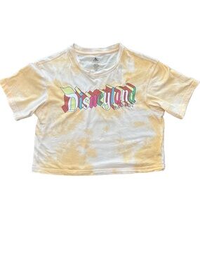 Disneyland yellow tie-dye retro semi cropped 3D font logo tee resort-wear SM